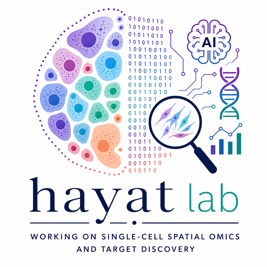 Hayat Lab logo: working on single-cell spatial omics and target discovery